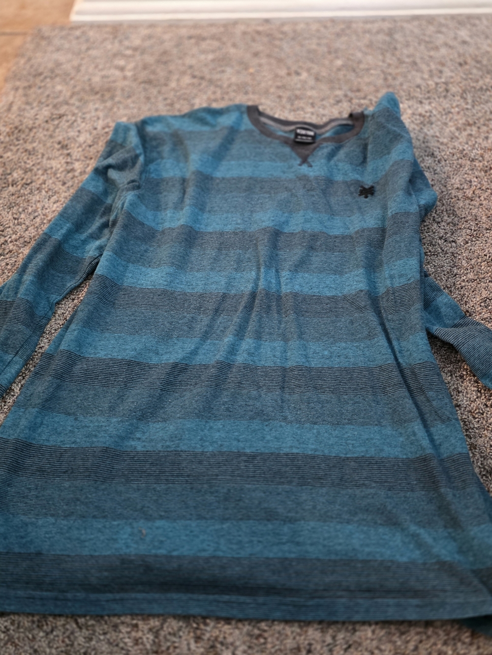 Zoo York Men's Long-Sleeve Striped Shirt - Teal & Charcoal